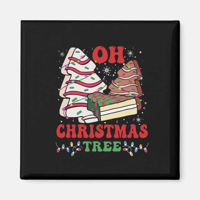 Oh Christmas Tree Cake Xmas Lights Funny Matching  Magnet (Front)