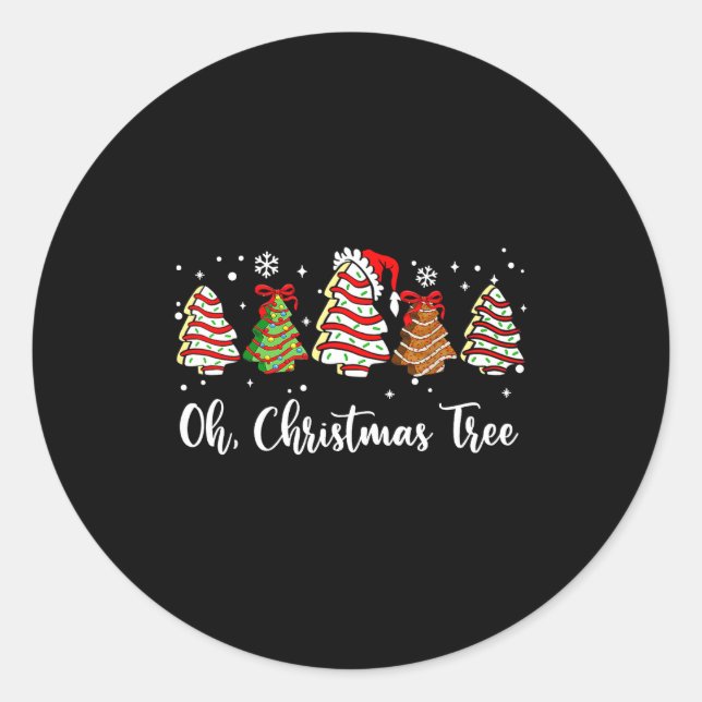 Oh Christmas Tree Cakes Debbie Becky Jen Cake Love Classic Round Sticker (Front)