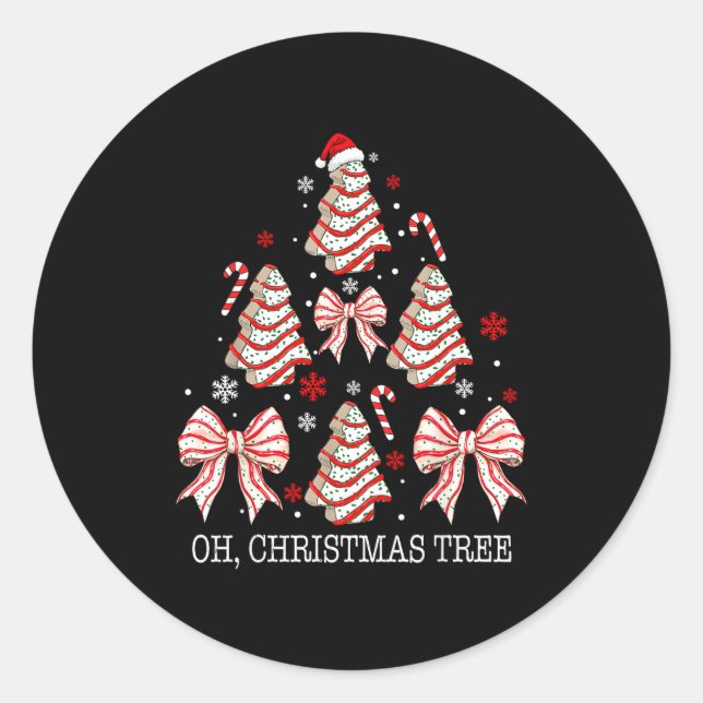 Oh Christmas Tree Cakes Debbie Becky Jen Cake Love Classic Round Sticker (Front)