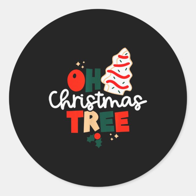 Oh Christmas Tree Cakes Debbie Funny Christmas Sna Classic Round Sticker (Front)