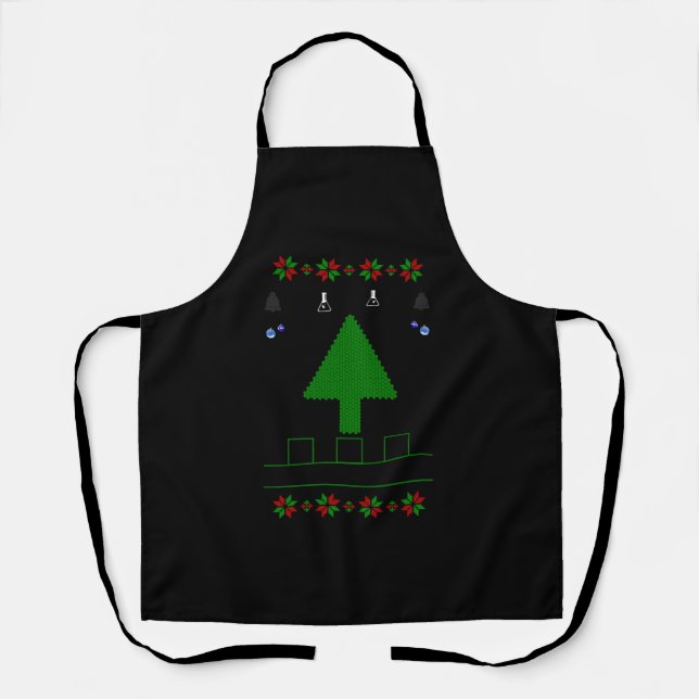 Oh Christmas Tree Chemist black Apron (Front)