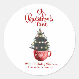 Oh Christmas Tree Hot Chocolate Personalised   Classic Round Sticker