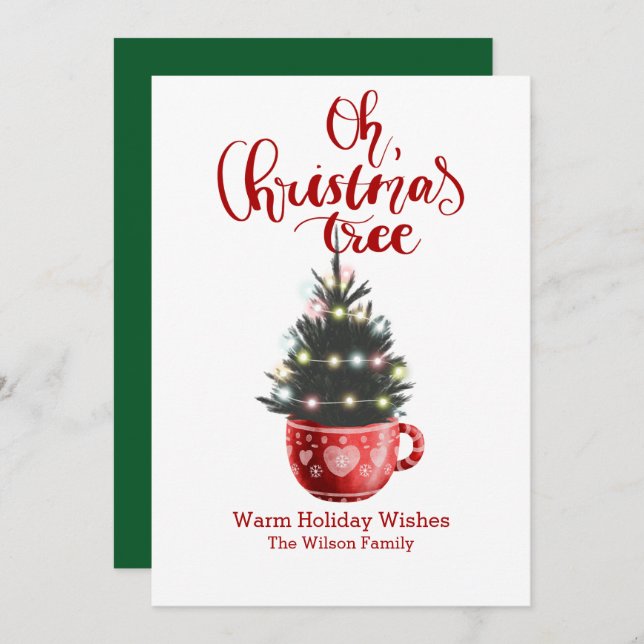 Oh Christmas Tree Hot Chocolate Personalised Holiday Card (Front/Back)
