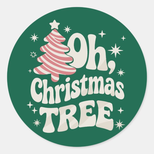 Oh Christmas Tree Light Merry Christmas Xmas  Classic Round Sticker (Front)