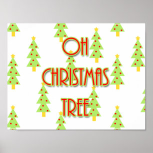 oh christmas tree mid century design retro poster