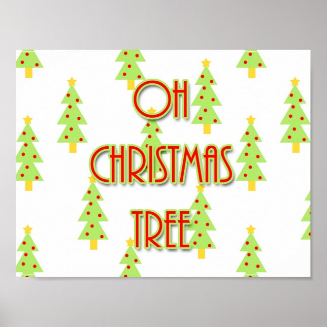 oh christmas tree mid century design retro poster (Front)