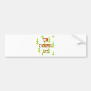 oh christmas tree mid century modern green red bumper sticker