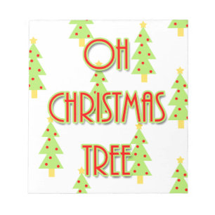 oh christmas tree mid century modern green red notepad