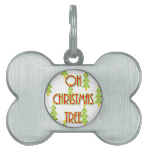oh christmas tree mid century modern green red pet tag