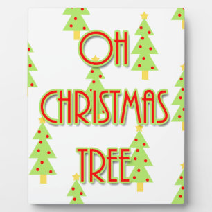 oh christmas tree mid century modern green red plaque