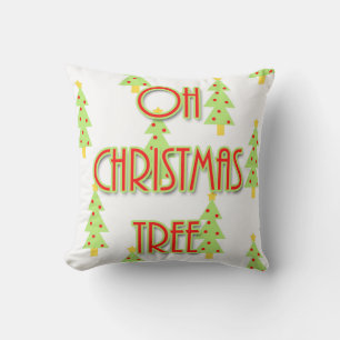oh christmas tree mid century modern red green cushion