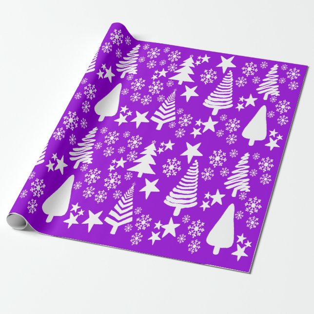 Oh Christmas Tree Purple wrapping paper  (Unrolled)