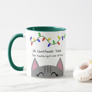Oh Christmas Tree Tabby Cat & Lights Mug