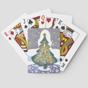 Oh Christmas Tree Watercolor Winter Painting Playing Cards