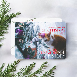 Oh Christmas Tree Your Ornaments Are History Cat Holiday Card