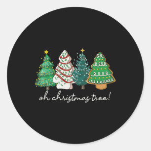 Oh Christmas Trees Cakes Debbie Becky Jen Xmas Paj Classic Round Sticker
