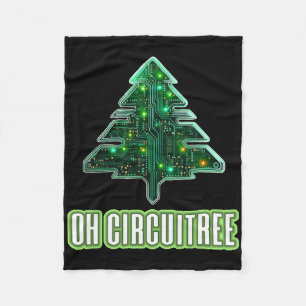 Oh Circuitree Christmas Electronics Circuit Board Fleece Blanket
