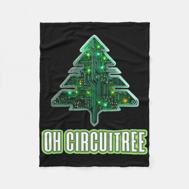 Oh Circuitree Christmas Electronics Circuit Board  Fleece Blanket (Front)