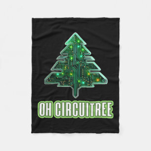 Oh Circuitree Christmas Electronics Circuit Board Fleece Blanket