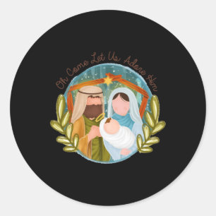 Oh Come Let Us Adore Him Ba Classic Round Sticker