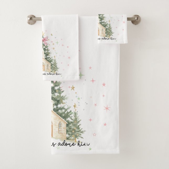 Oh Come Let Us Adore Him Bath Towel Set (Insitu)