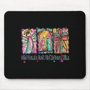 Oh Come Let Us Adore Him Christian Christmas Coque Mouse Pad