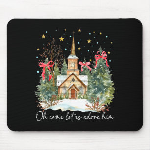 Oh Come Let Us Adore Him Christian Jesus Christmas Mouse Pad