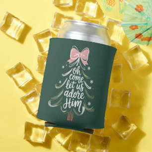 Oh Come Let Us Adore Him Christian Xmas Religious Can Cooler