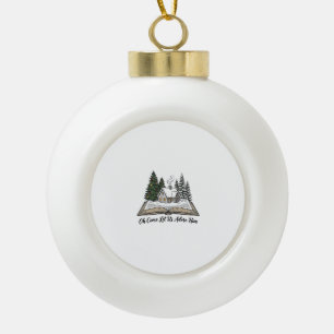 Oh Come Let Us Adore Him Christmas Book Design_1 Ceramic Ball Christmas Ornament