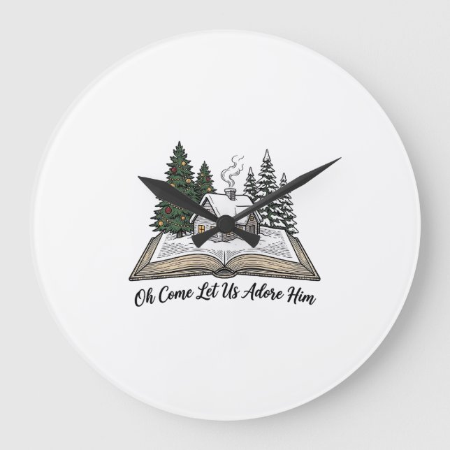 Oh Come Let Us Adore Him Christmas Book Design_1 Large Clock (Front)