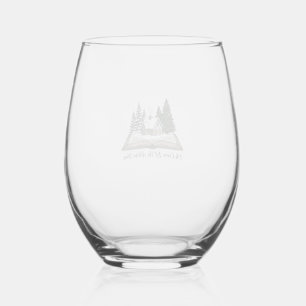 Oh Come Let Us Adore Him Christmas Book Design_1 Stemless Wine Glass