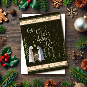 Oh Come Let Us Adore Him Jesus Christmas Card