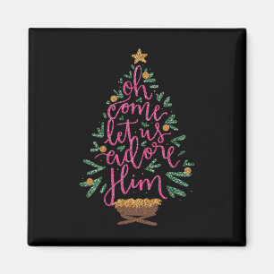 Oh Come Let Us Adore Him Jesus Christmas Christian Magnet