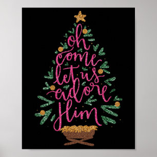Oh Come Let Us Adore Him Jesus Christmas Christian Poster
