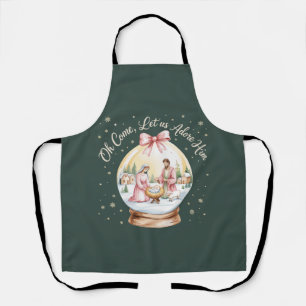 Oh Come Let Us Adore Him Jesus Xmas Pink Coquette Apron