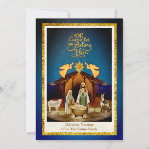 "Oh Come Let Us Adore Him" Nativity Christmas Holiday Card