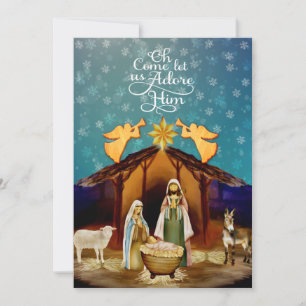 "Oh Come Let Us Adore Him" Nativity Christmas Holiday Card