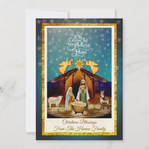 "Oh Come Let Us Adore Him" Nativity Christmas Holiday Card