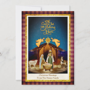 "Oh Come Let Us Adore Him" Nativity Christmas Holiday Card