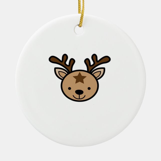 Oh Cute Deer Minimal Design Ceramic Ornament (Front)
