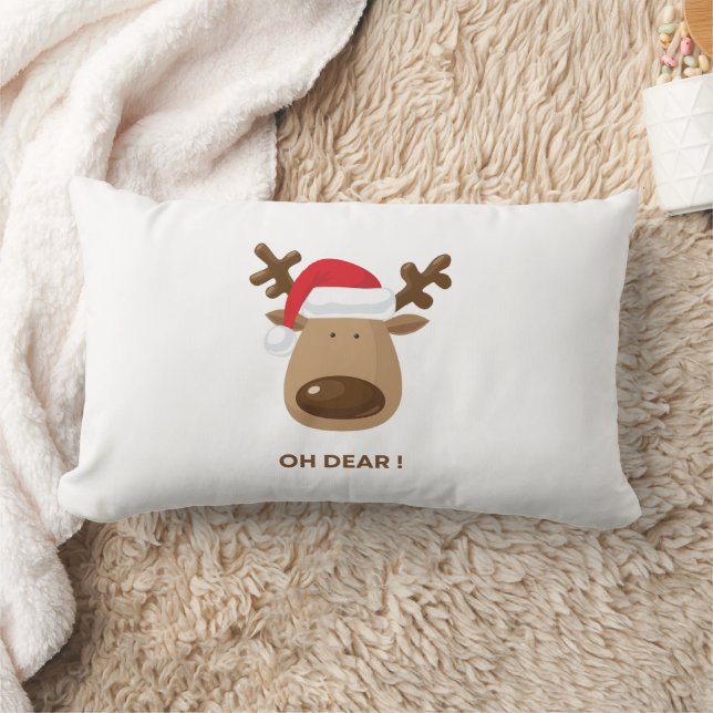 Oh Dear Funny Reindeer Christmas whimsical font  Lumbar Cushion (Blanket)