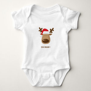 Oh Dear! Funny Reindeer Holiday Gift for moms Baby Bodysuit