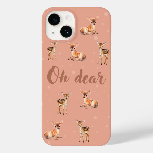 Oh Dear iPhone Case in Peach and Brown (Back)