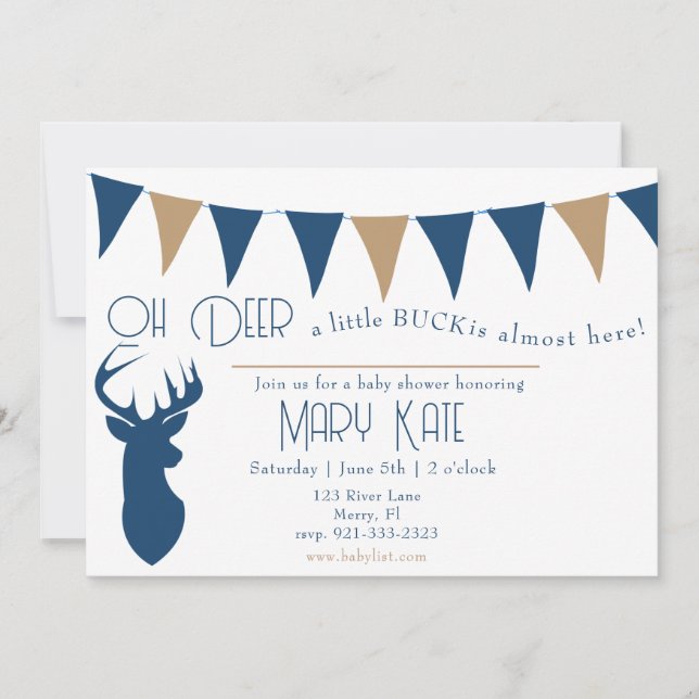 Oh Deer a Little Buck baby shower Invitation (Front)