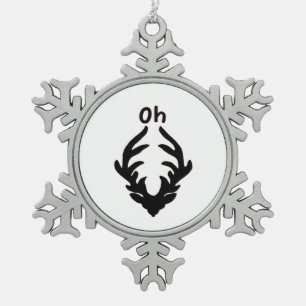 Oh Deer Artistic Clean Style Snowflake Pewter Christmas Ornament