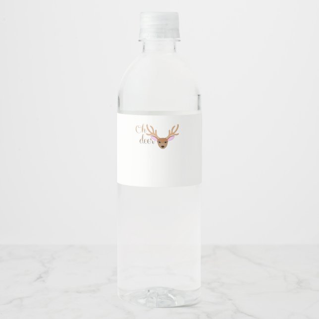 Oh Deer Artistic Style  Water Bottle Label (Front)