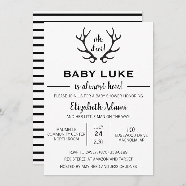 Oh Deer Baby Boy Shower Invitation (Front/Back)