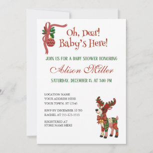 Oh, Deer! Baby’s Here! – Christmas Baby Shower Invitation