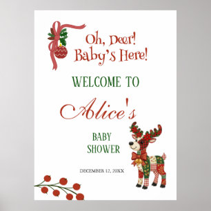 Oh, Deer! Baby’s Here! – Christmas Baby Shower Poster