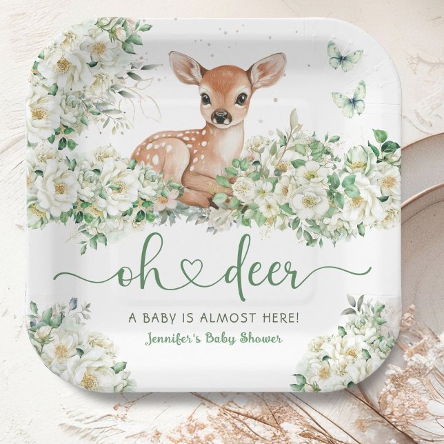 Oh Deer Baby Shower Gender Nautral Paper Plate (Creator Uploaded)